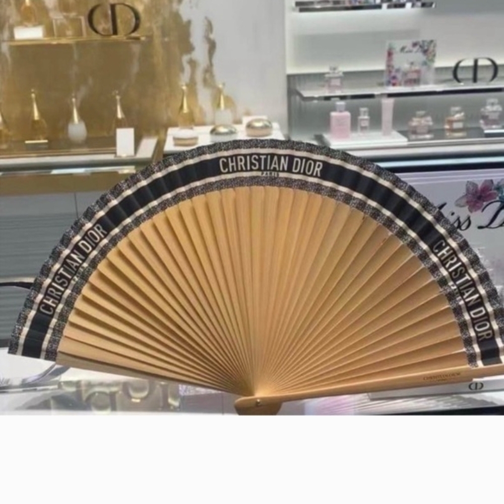 Dior Tan and Black Designer Fan